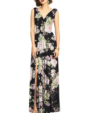 NEW! Dessy Collection Women's 2 Floral Pleated Front Slit Maxi Dress J3-17